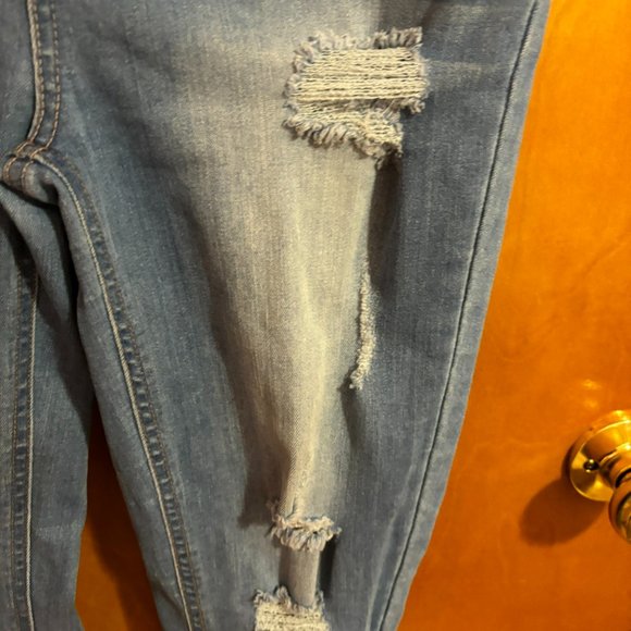 Wax Jean Butt I‎ Love You Juniors 9 Blue Denim Distressed - Picture 6 of 16
